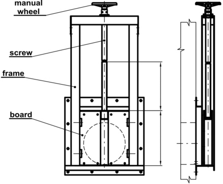 single-spindle slide gate channel-mounted four-side sealing with manual control