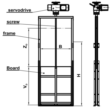 single-spindle slide gate channel-mounted with electric drive